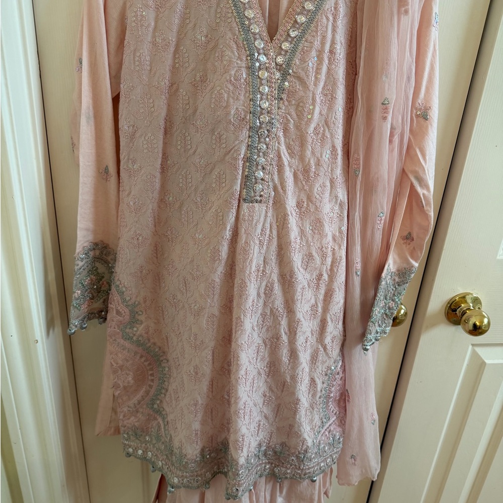 Maria B Elegant Pink Long Sleeve Dress
